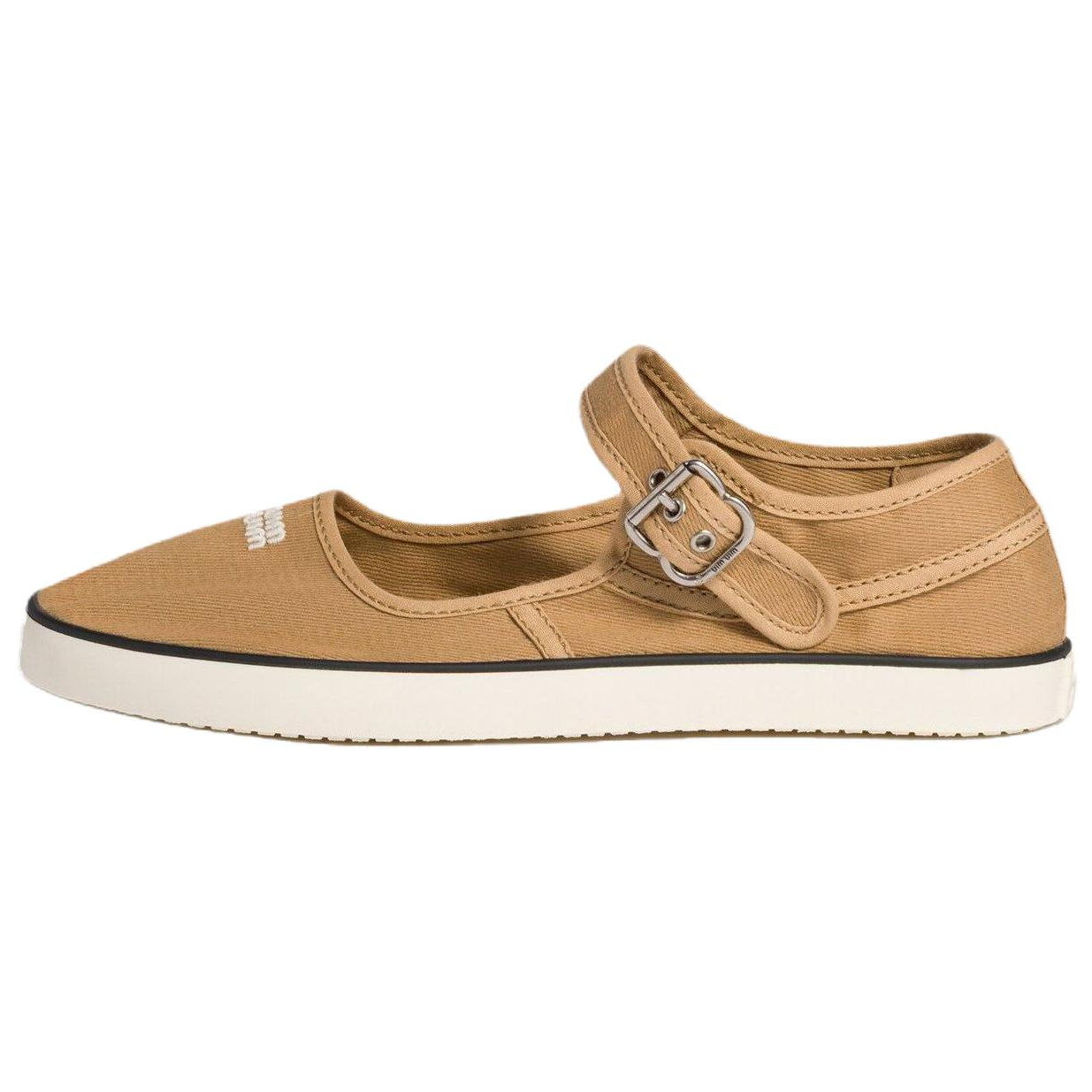 Женские балетки MIU MIU MIU (солодово-бежевые)