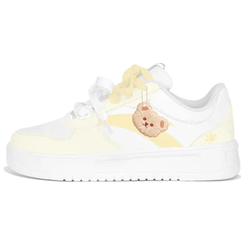 Anta Slip Resistant Abrasion Resistant Low top Skateboard Shoes Unisex Light Yellow