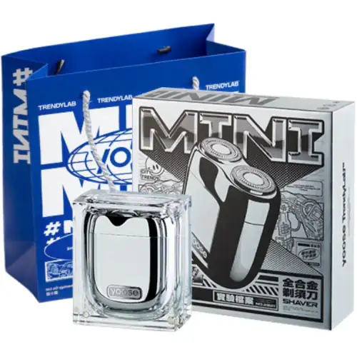 Colored Yoose MINI Shaver Set Rotary Electric Shaver Stainless Steel Double Heads Full Body Washable Can Be Taken on a Plane Alloy Body