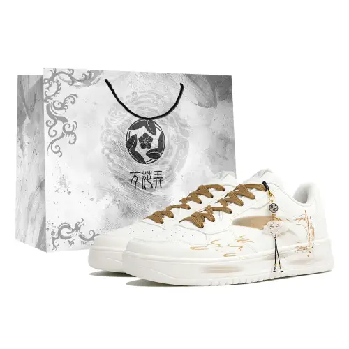 Anta Slip Resistant Abrasion Resistant Low top Skateboard Shoes Unisex White Yellow
