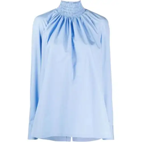 PRADA Shirts Women's Blue Stand Collar Moderate Other