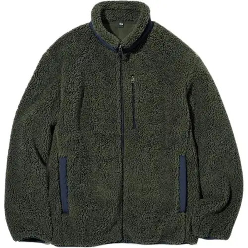 UNIQLO Jackets Unisex Olive Stand Collar Moderate Other
