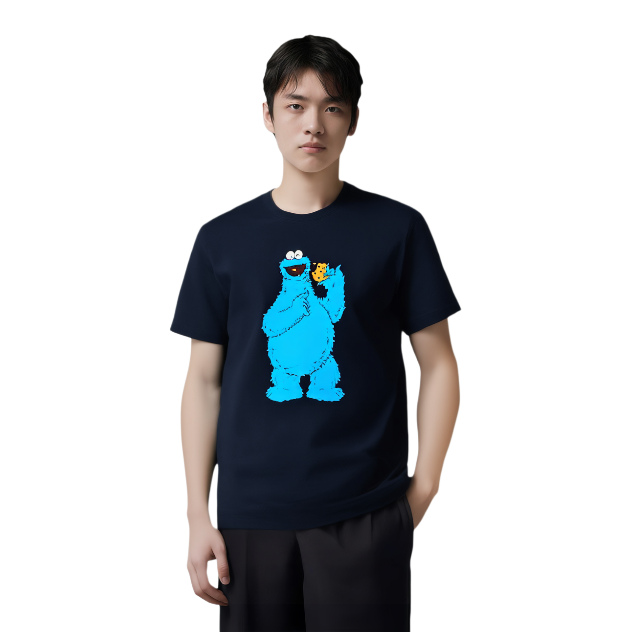 Футболка UNIQLO x Kaws x Sesame Street (темно-синяя) — фото 3