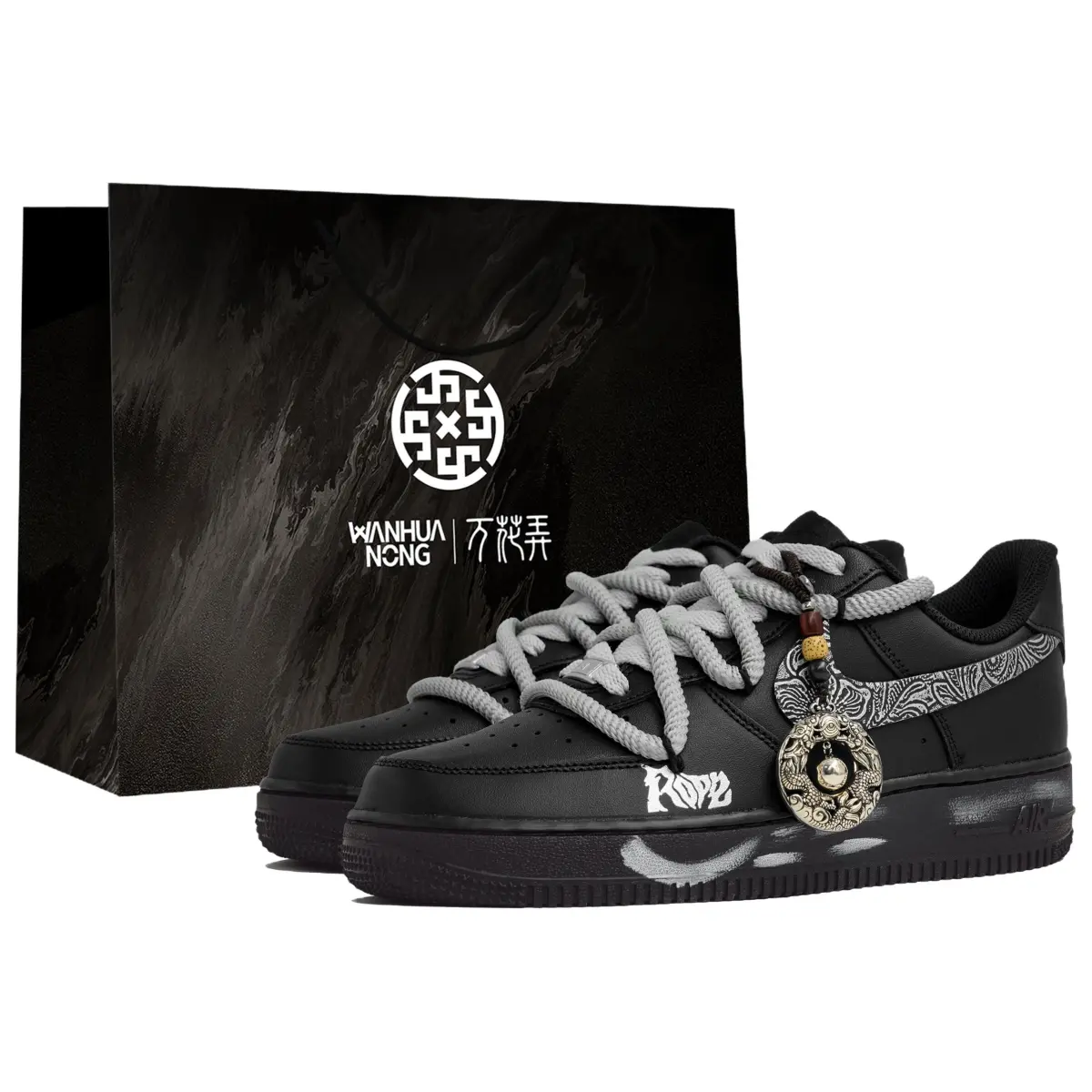 Nike Air Force 1 Slip Resistant Low top Skateboard Shoes Unisex Black Gray