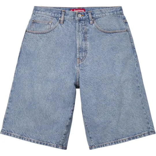 Supreme SS26 WEEK11 Baggy Denim Short, удобные джинсовые шорты из стираного денима, окрашенные в ретро-стиле, для мужчин и женщин.