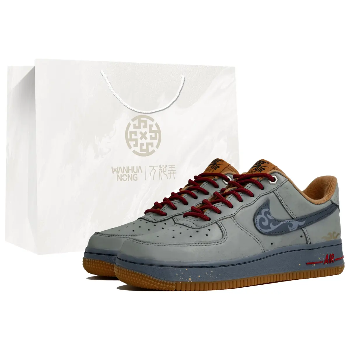 Nike Air Force 1 Low 07 LV8 'Wheat/Flax' Wan Hua Nong, Skywalker, Shopping Bag Low top Skateboard Shoes Unisex Gray