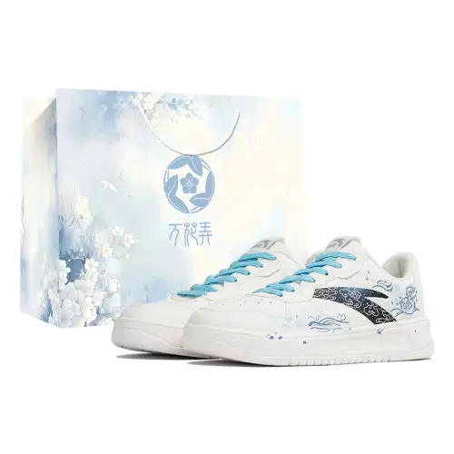 Anta Abrasion Resistant Lightweight Breathable Low top Skateboard Shoes Men's White Blue