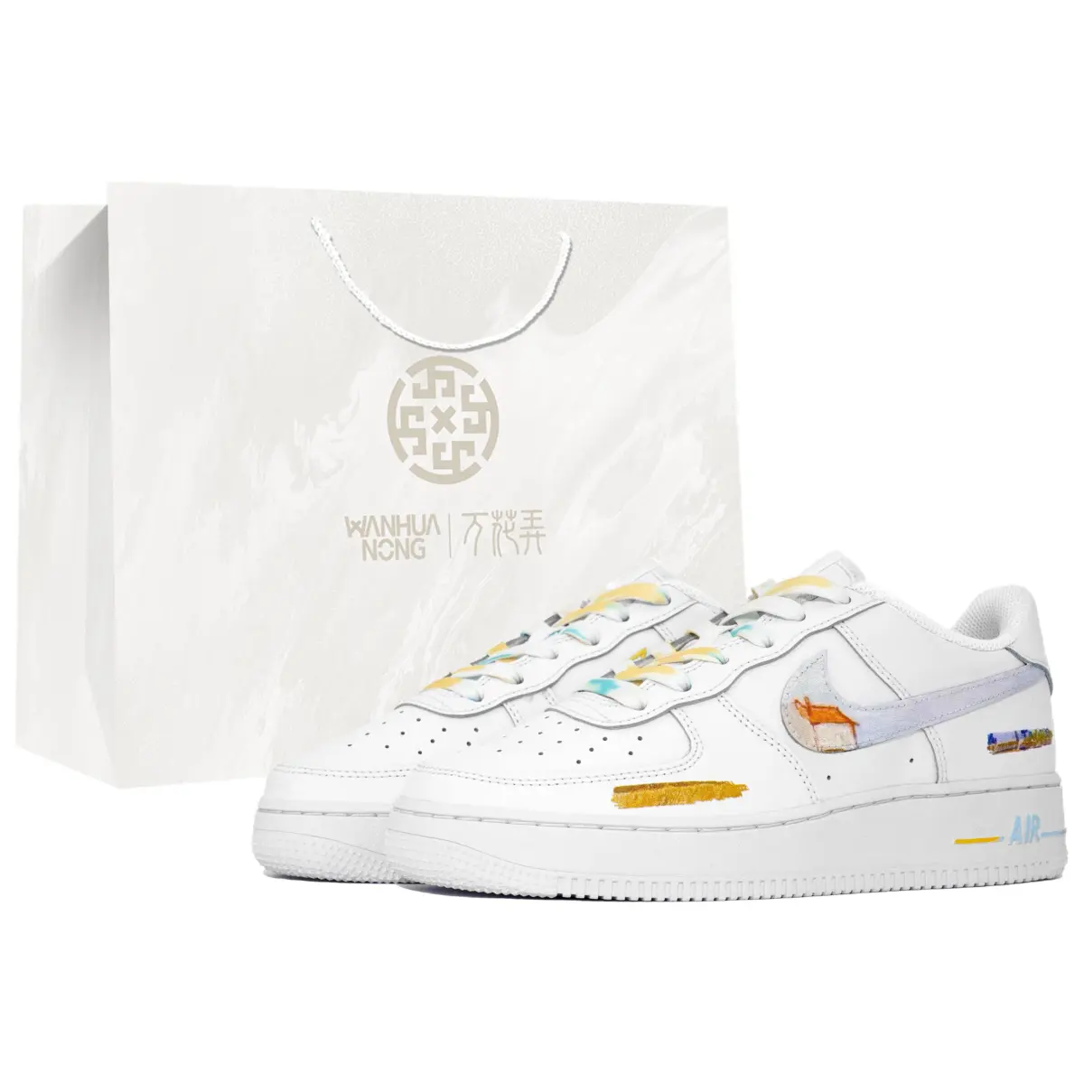 Nike Air Force 1 Kaleidoscope Artistic Moment Van Gogh Wheat Field Box Low-Top Skateboard Shoes Unisex White