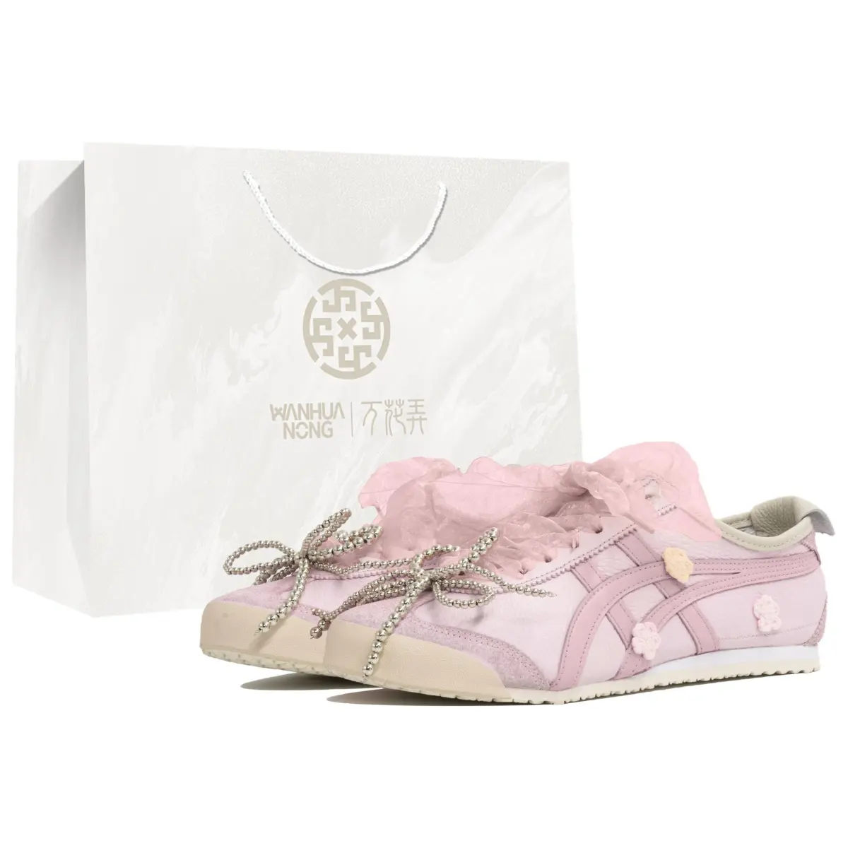 Onitsuka Tiger MEXICO 66 Wan Hua Nong, Tao Zhi Yao, Shopping Bag Abrasion Resistant Low top Casual Shoes Unisex Pink