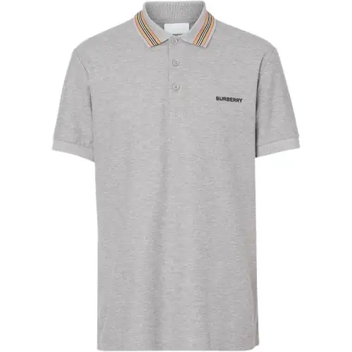 Burberry Polo Shirts Men's Gray Polo Collar Moderate Straight Fit