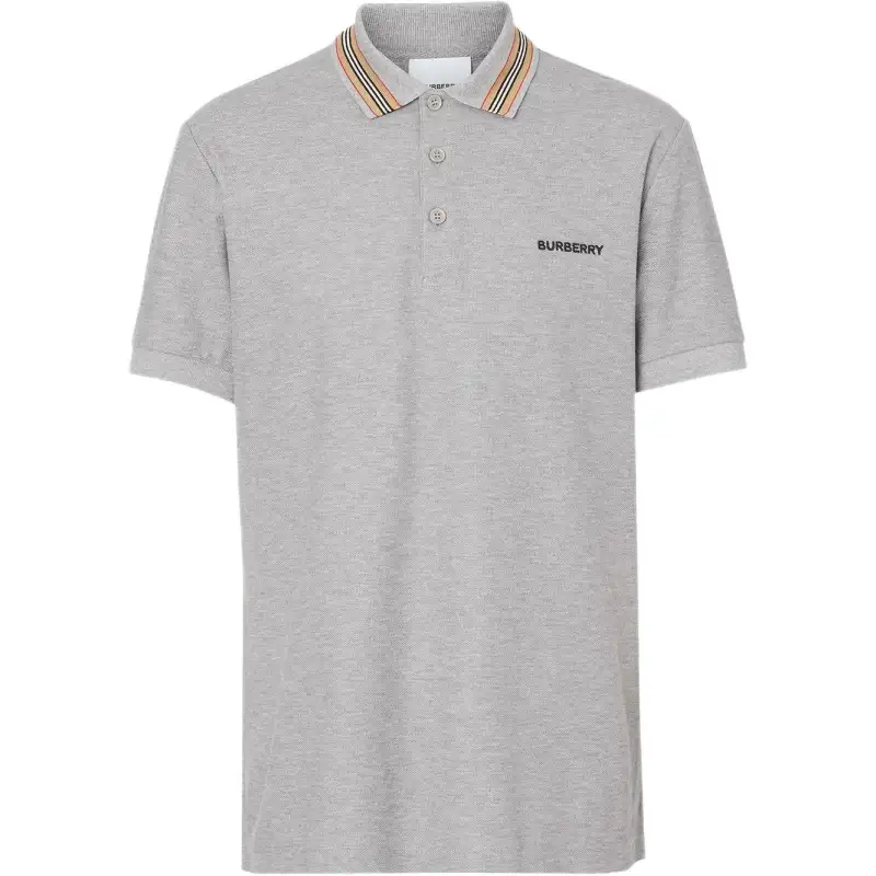 Burberry Polo Shirts Men's Gray Polo Collar Moderate Straight Fit