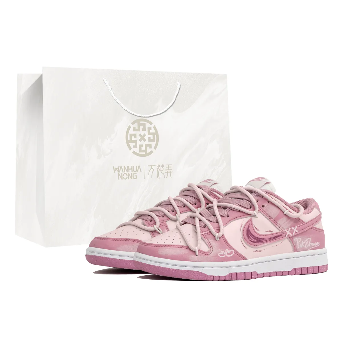 Nike Dunk LTDZ Pink Mist Adventure, Shopping Bag Anti Slip Wear Resistant Low Top Skateboard Shoes Women's Pink