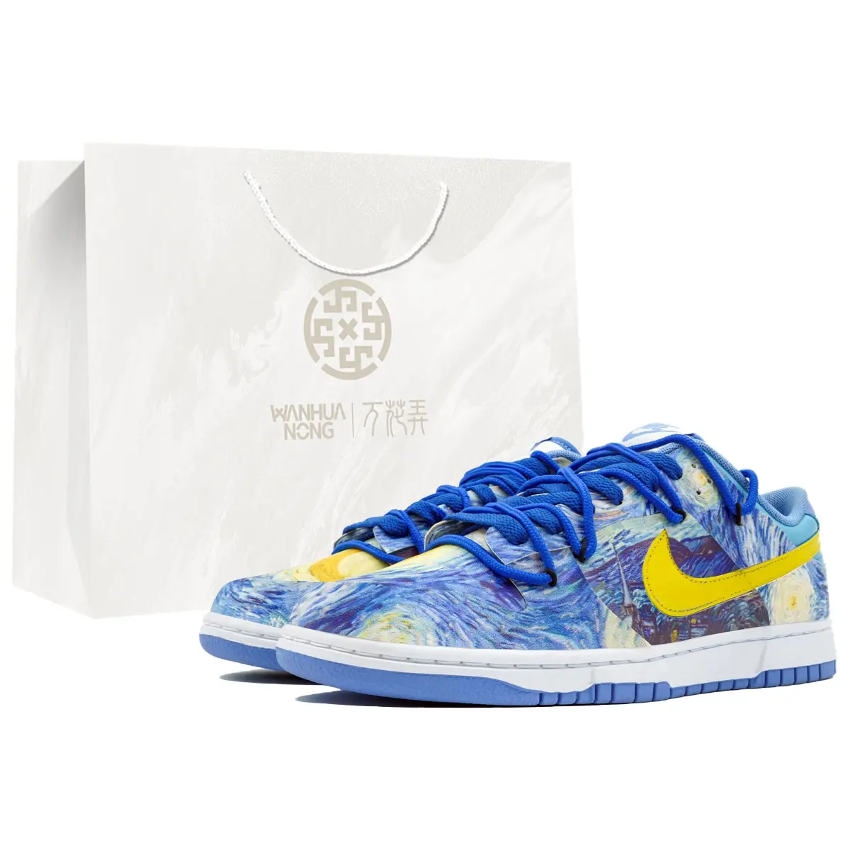 Nike Dunk Kaleidoscope, Starry Night, Shopping Bag Abrasion Resistant Low top Skateboard Shoes Unisex Blue