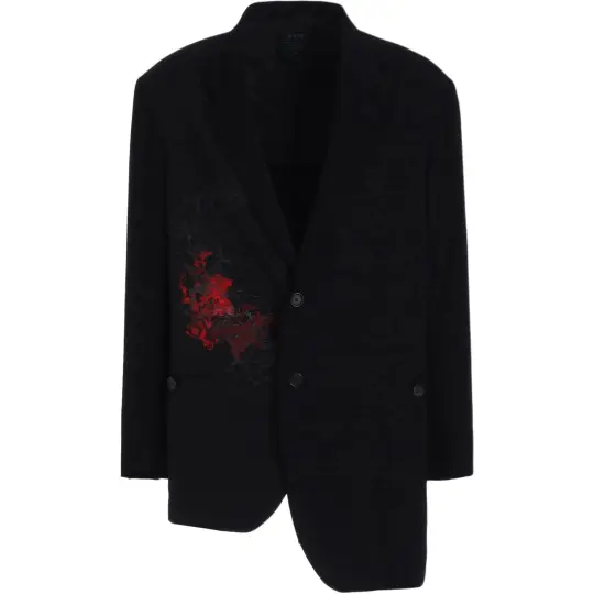 Yohji Yamamoto S'YTE SS26 HIGH-TWIST TA/VIS Y БУКВЕННО-СИМЕТРИЧНАЯ КУРТКА Асимметричная удобная повседневная универсальная куртка с длинными рукавами с принтом для мужчин и женщин