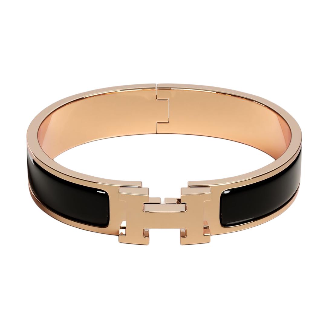 Женский браслет Hermes Clic H (розовое золото / белый)