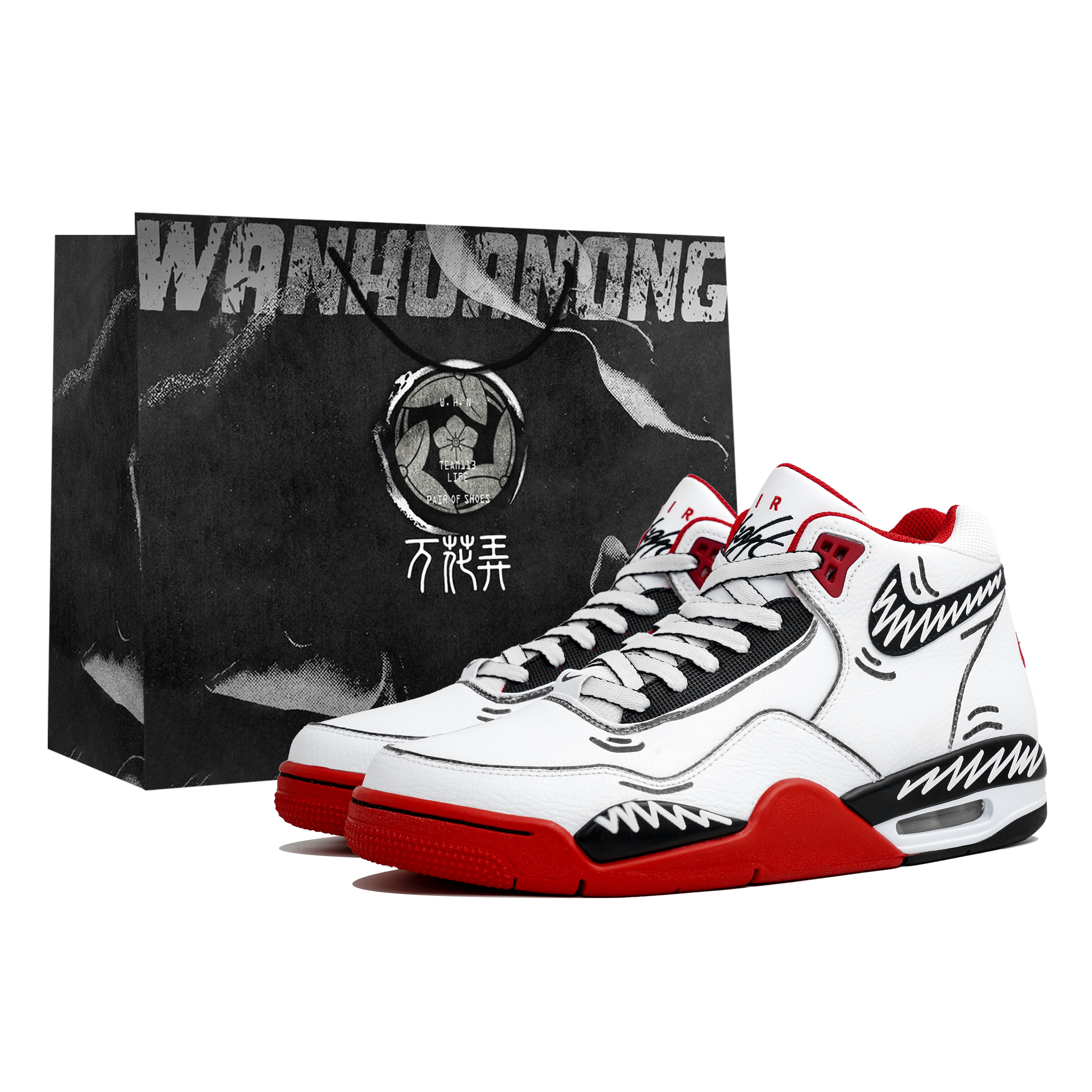 Nike Flight Legacy Mid top Vintage Basketball Shoes Unisex Red White Black