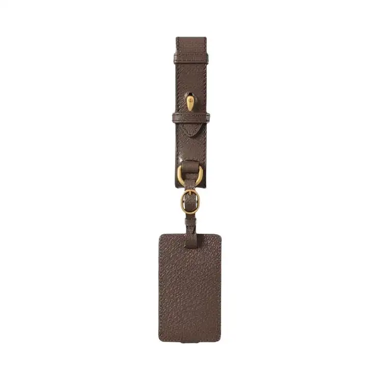 GUCCI Leather Card Holder Unisex Brown