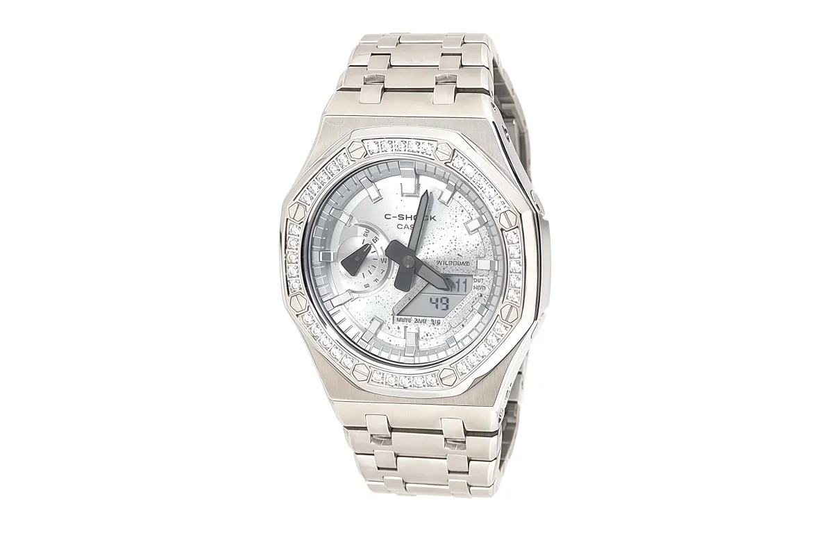CASIO Men Liquid Crystal/Analog Dual Display Series 45mm Silver Watch