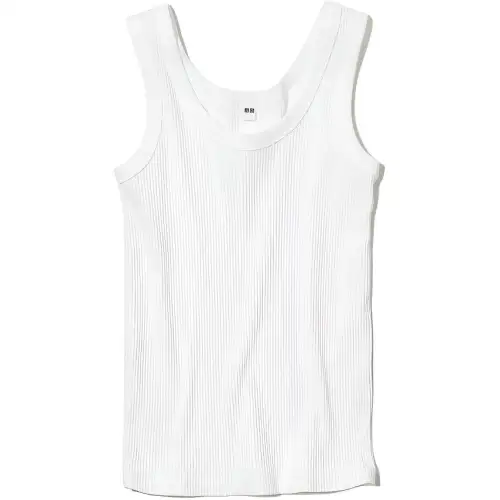 UNIQLO Tank Tops Women's White Crew Neck Moderate Other
