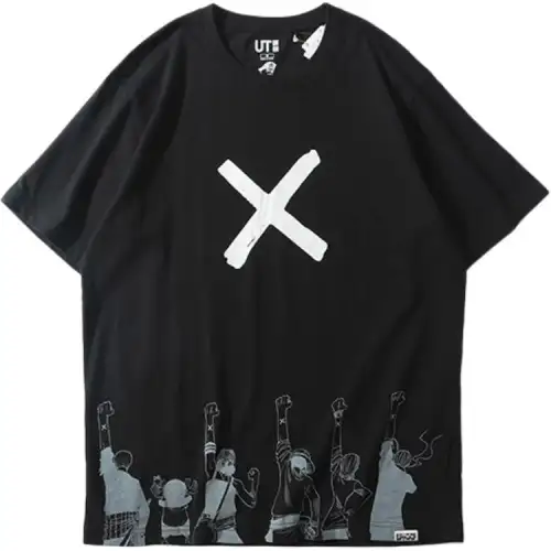 UNIQLO T Shirts Unisex Black Crew Neck Moderate Straight Fit