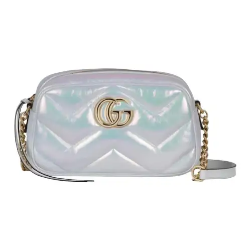 GUCCI GG Marmont Leather Crossbody Bag, Shoulder Bag Women's Blue Rainbow