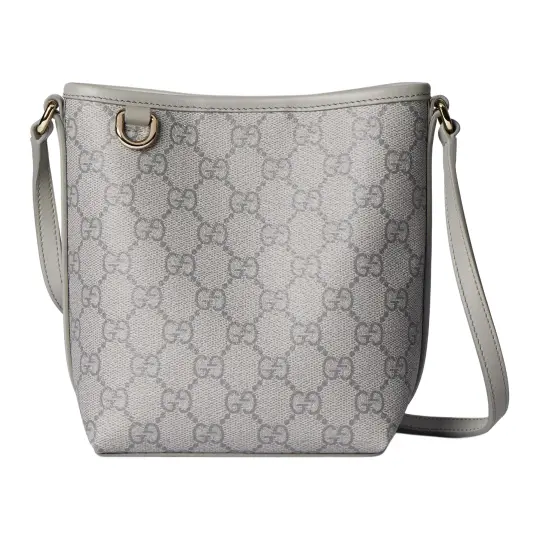 GUCCI GG Emblem женская сумка через плечо из ткани с магнитной пряжкой и покрытием, серая