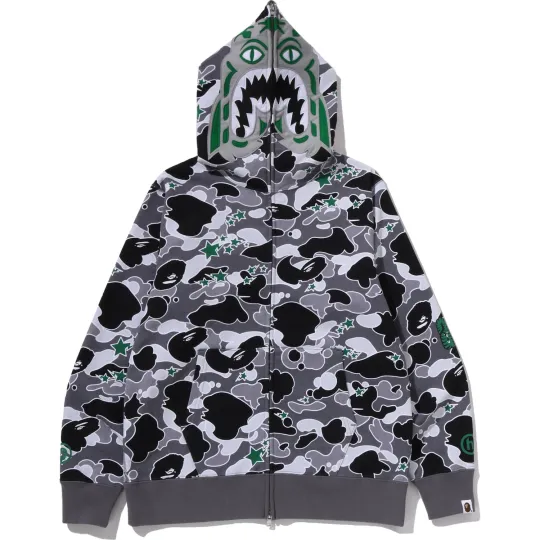 A BATHING APE × Hidden NY Joint модель SS26 Американская модная камуфляжная шляпа с полной молнией и головой тигра, повседневная толстовка с длинными рукавами для мужчин