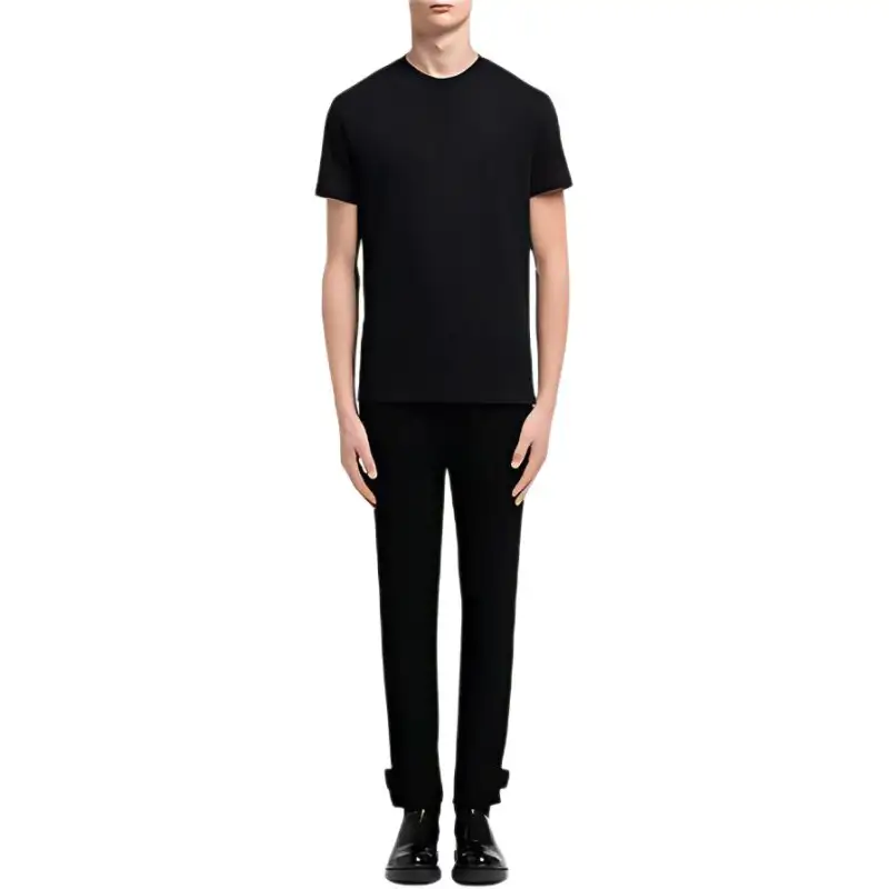 PRADA T Shirts Men's Black Crew Neck Moderate Straight Fit