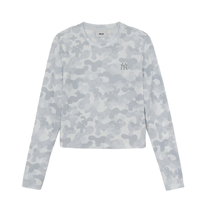 Женская футболка MLB NY Yankees Camo (серая)