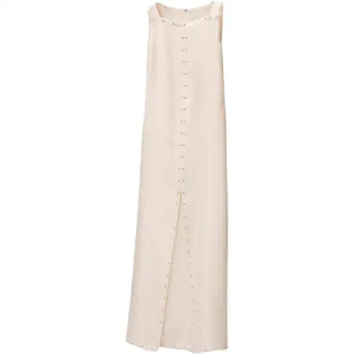 HERMES Sleeveless Dresses Women's White Crew Neck Moderate
