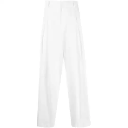 THE ROW Casual Pants Men's White Moderate Straight Fit Pants