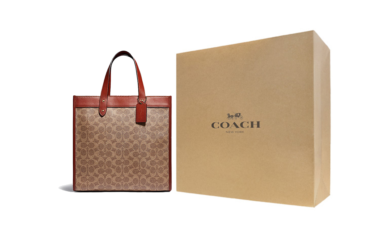 Женская сумка COACH Field 30 (коричневая) — фото 9