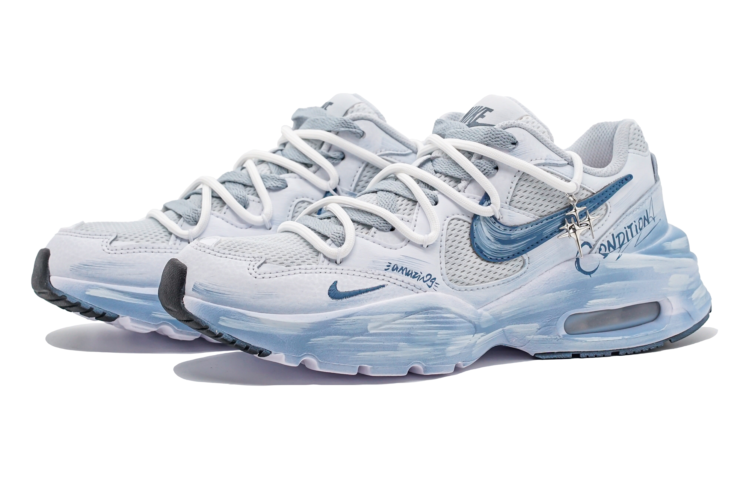 Nike Air Max Fusion Cushioning Abrasion Resistant Low top Running Shoes Women’s Blue White