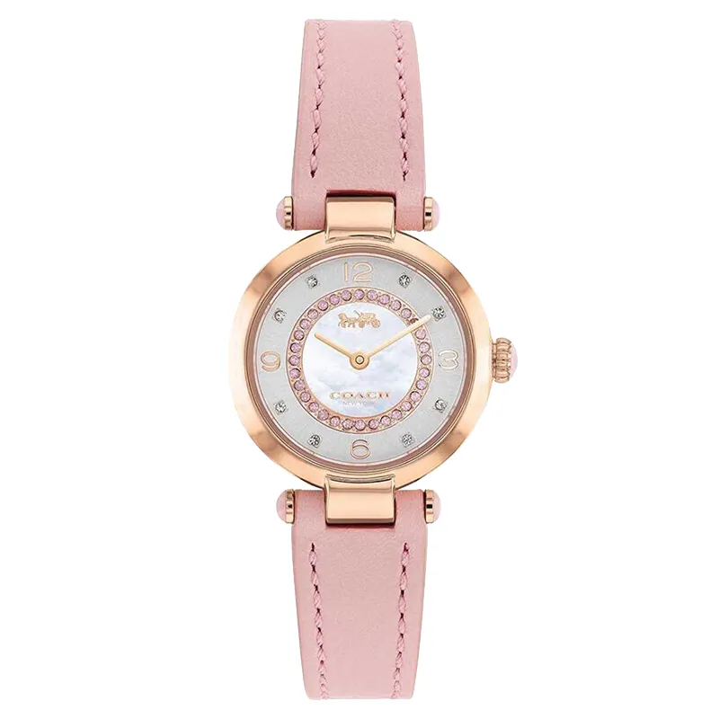 COACH Cary Wrist Watches Quartz Movement Cow Leather Strap Mother of Pearl Color Watch Dial Women's Watch