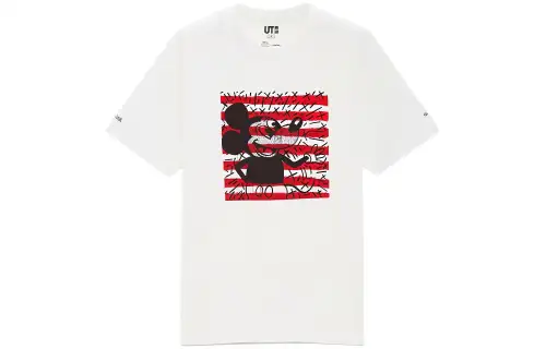 UNIQLO X Keith T Shirts Unisex White Crew Neck Moderate