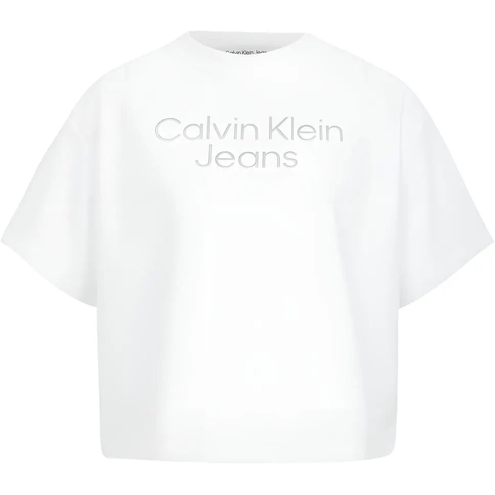 Calvin Klein Crop Tops Women's White Crew Neck Moderate