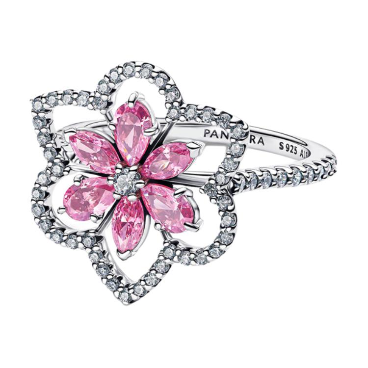 Женское кольцо Pandora 925 / (серебристо-розовое) — фото 2