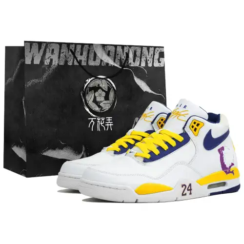 Nike Flight Legacy Kaleidoscope Purple Gold Kobe Box Mid-Top Vintage Basketball Shoes Men's White Blue Yellow