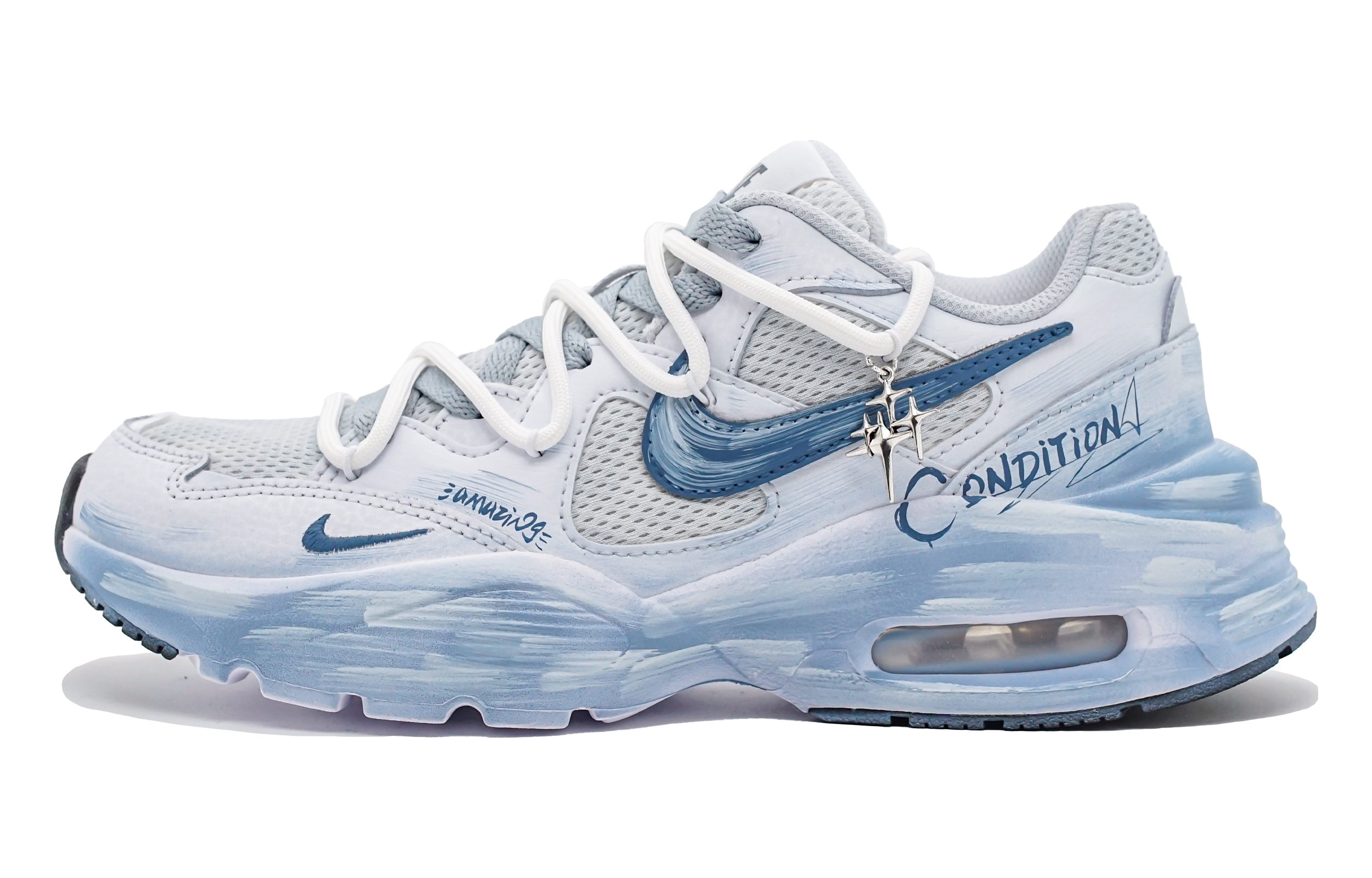 Nike Air Max Fusion Cushioning Abrasion Resistant Low top Running Shoes Women’s Blue White