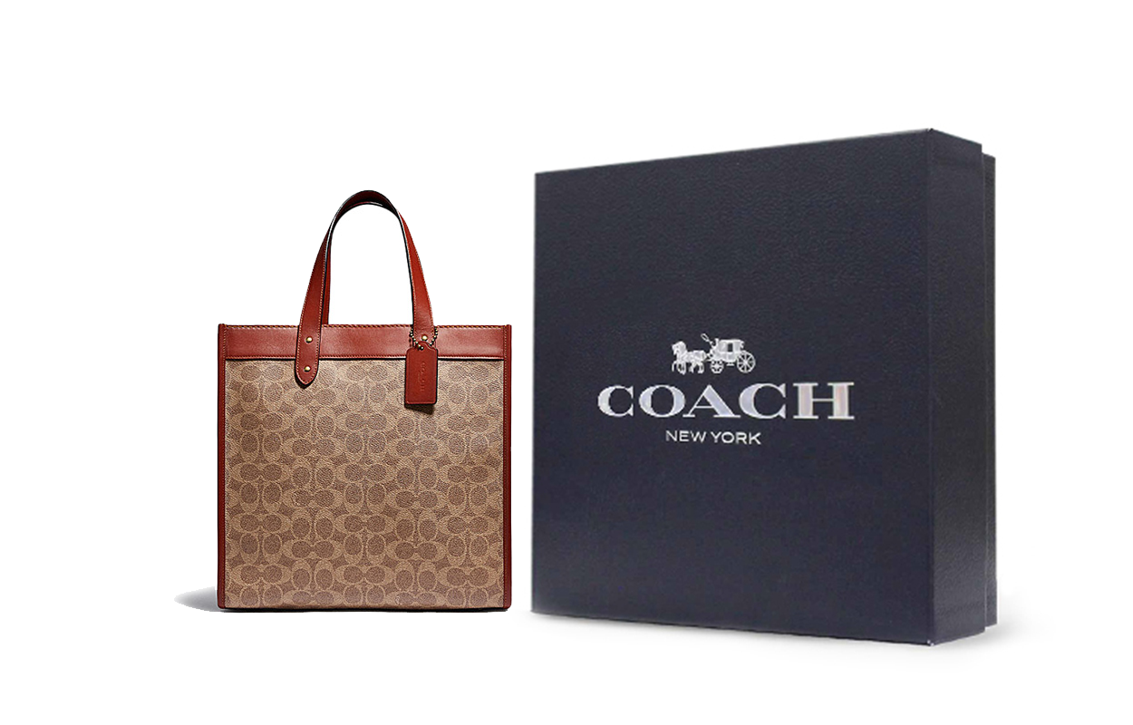 Женская сумка COACH Field 30 (коричневая) — фото 10