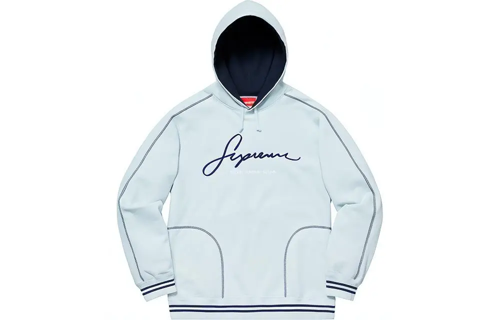 Supreme Contrast Embroidered Hooded Sweatshirt