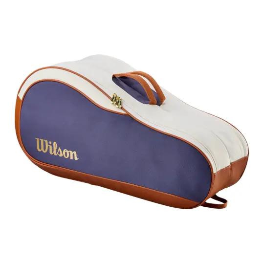 Wilson HERITAGE V2, 6 упаковок из полиэфирного волокна, полиэстер с полиуретановой сумкой для тенниса, спортивная сумка, обычная мужская и женская модель для пары в одном стиле, белый, коричневый с синим