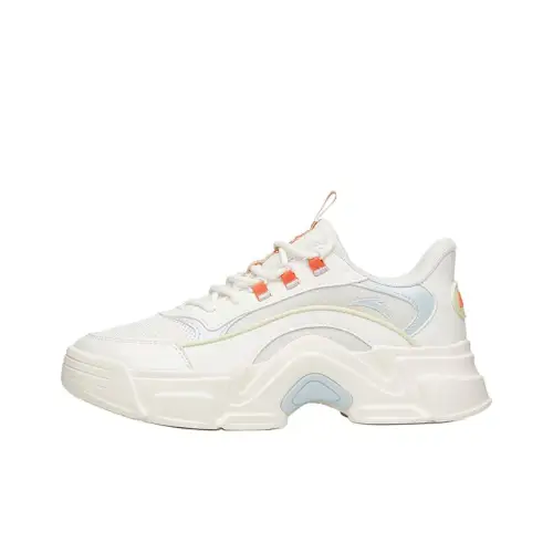 ANTA Rabbit Shoes Chunky Sneakers Women's Low Top Ivory White/Mirage Blue
