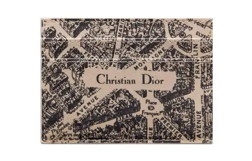 DIOR Smooth Cow Leather Card Holder Women's Beige/Black