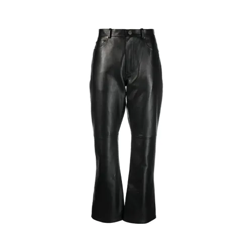 Balenciaga Leather Pants Women's Black