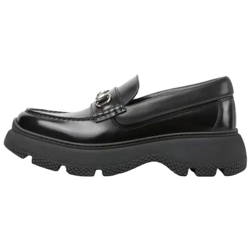 GUCCI Leather Loafers Men's Black