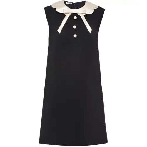 MIU MIU Sleeveless Dresses Women's Black Peter Pan Collar Moderate