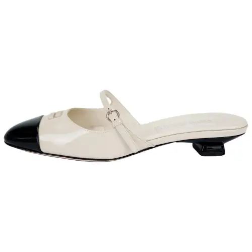 MIU MIU Closed Toe Slippers Women's Black Beige