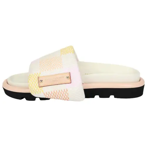 LOUIS VUITTON Pool Pillow Comfort Slide Slippers Women's Beige Pink Yellow
