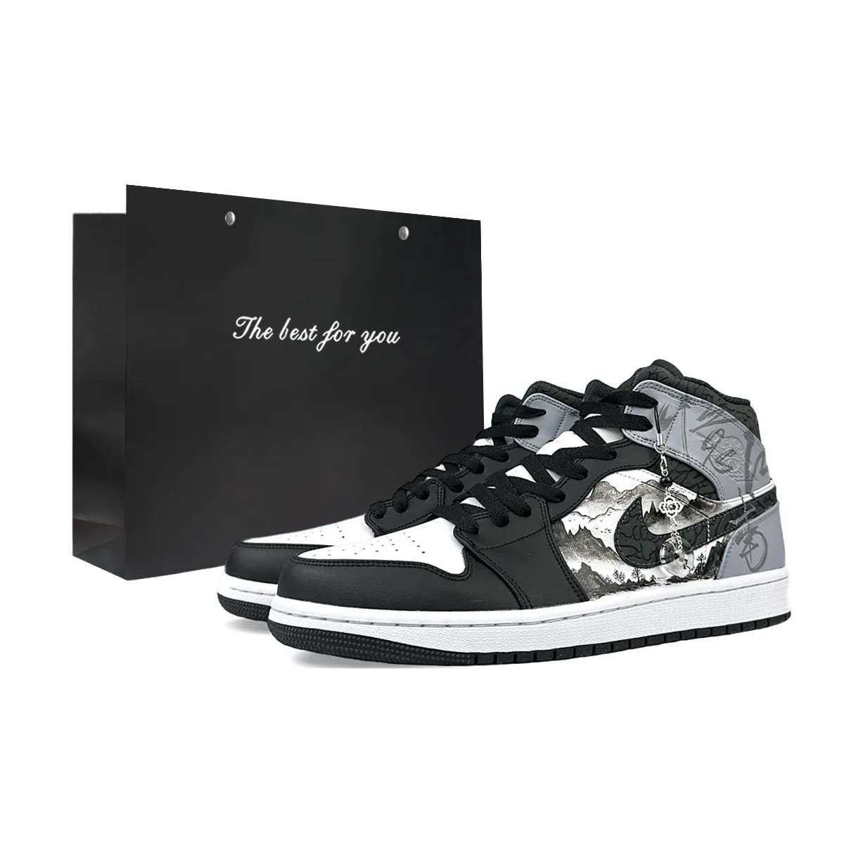 Jordan Air Jordan 1 Mid top Vintage Basketball Shoes Men's Black White